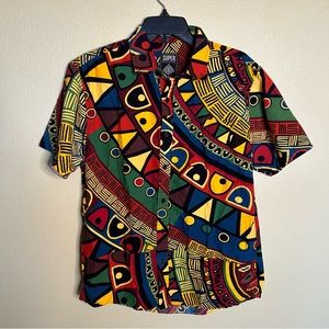 Super Massive Colorful Pattern Button Down Shirt Size Medium